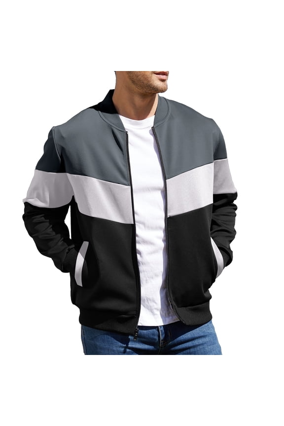 Men's Bomber Jacket Lightweight Casual Zipper Coat with Pockets Ideal for Camping, Hiking