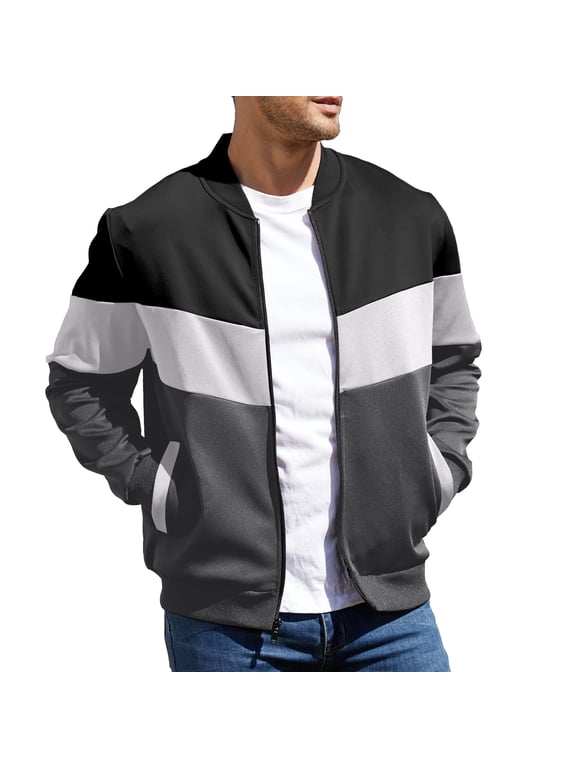 Men's Bomber Jacket Lightweight Casual Zipper Coat with Pockets Ideal for Camping, Hiking