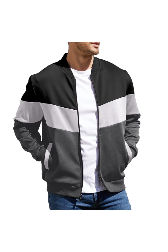 Men's Bomber Jacket Lightweight Casual Zipper Coat with Pockets Ideal for Camping, Hiking