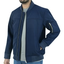Men's Bomber Jacket Lightweight Softshell Warm Backed Woven Fabric Classic Look Fashion Jacket Navy Blue-42-L