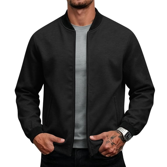 Men's Bomber Jacket Lightweight Spring Fall Casual Windbreaker Full Zip Outwear Coat