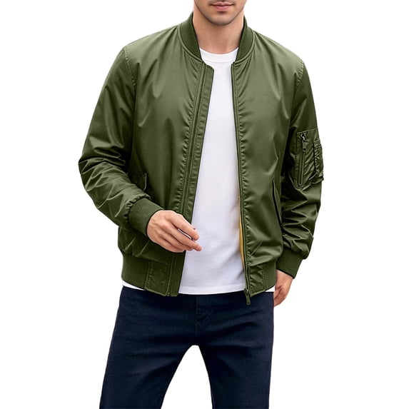 Men's Bomber Jacket Lightweight Water Resistant Windproof & Breathable Windbreaker with Pockets for Spring Fall & Outdoor Wear