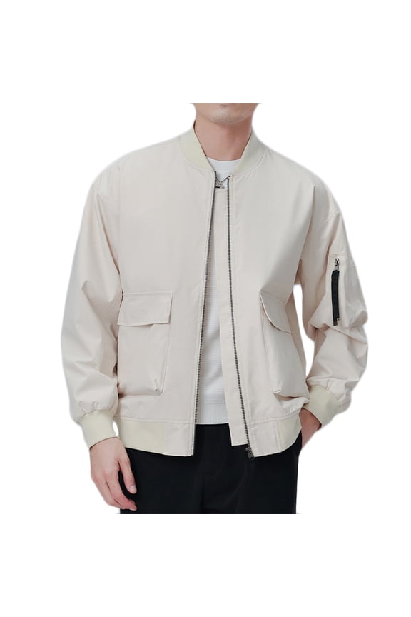 Men's Bomber Jacket Plus Size Lightweight Casual Zip Up Windbreaker Coat with Pockets Relaxed Fit for Fashion Spring Fall Coats