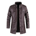 thumbnail image 1 of Men's Bomber Jacket Stand Collar Slim Fit Motorcycle Jacket Waterproof Windproof PU Moto Vintage Bomber Mens Leather Jacket Biker Motorcycle Long Sleeve Coat, 1 of 3