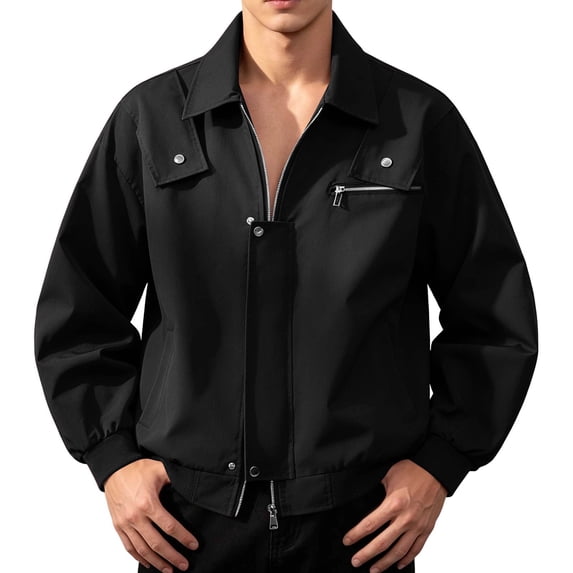 Men's Bomber Jacket Windbreak Jackets Rain Jacket Casual Loose Fit Zip-up Lightweight Golf Jacket with Side Pockets