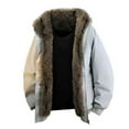 thumbnail image 1 of Men's Bomber Jacket Zipper Stand Collar Windbreaker Thermal Insulated Windproof Plush Lined Winter Coat with Pockets Outdoor Daily Wear,Gray,XL, 1 of 9