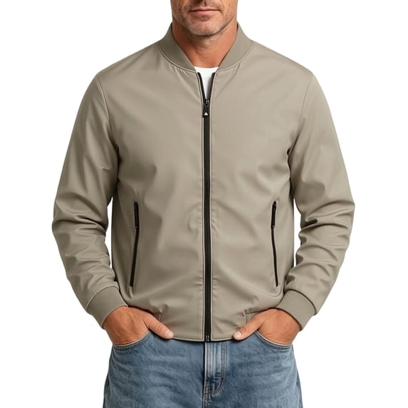 Men's Bomber Jackets Jerdar Men's Bomber Flight Jacket Baseball Collar Solid Color Polyester Spring Fall Business Casual Commute Office Versatile Lightweight Short Coat