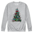 thumbnail image 1 of Instant Message - Book Christmas Tree - Men's Long Sleeve Crew Fleece Sweatshirt, 1 of 5