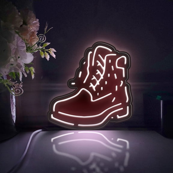 Men's Boot Led Light Box, Dimmable Neon-Like Light Signs USB Power for Wall Decor Bedroom Decoration, Static Light (WxH) 6"x6"
