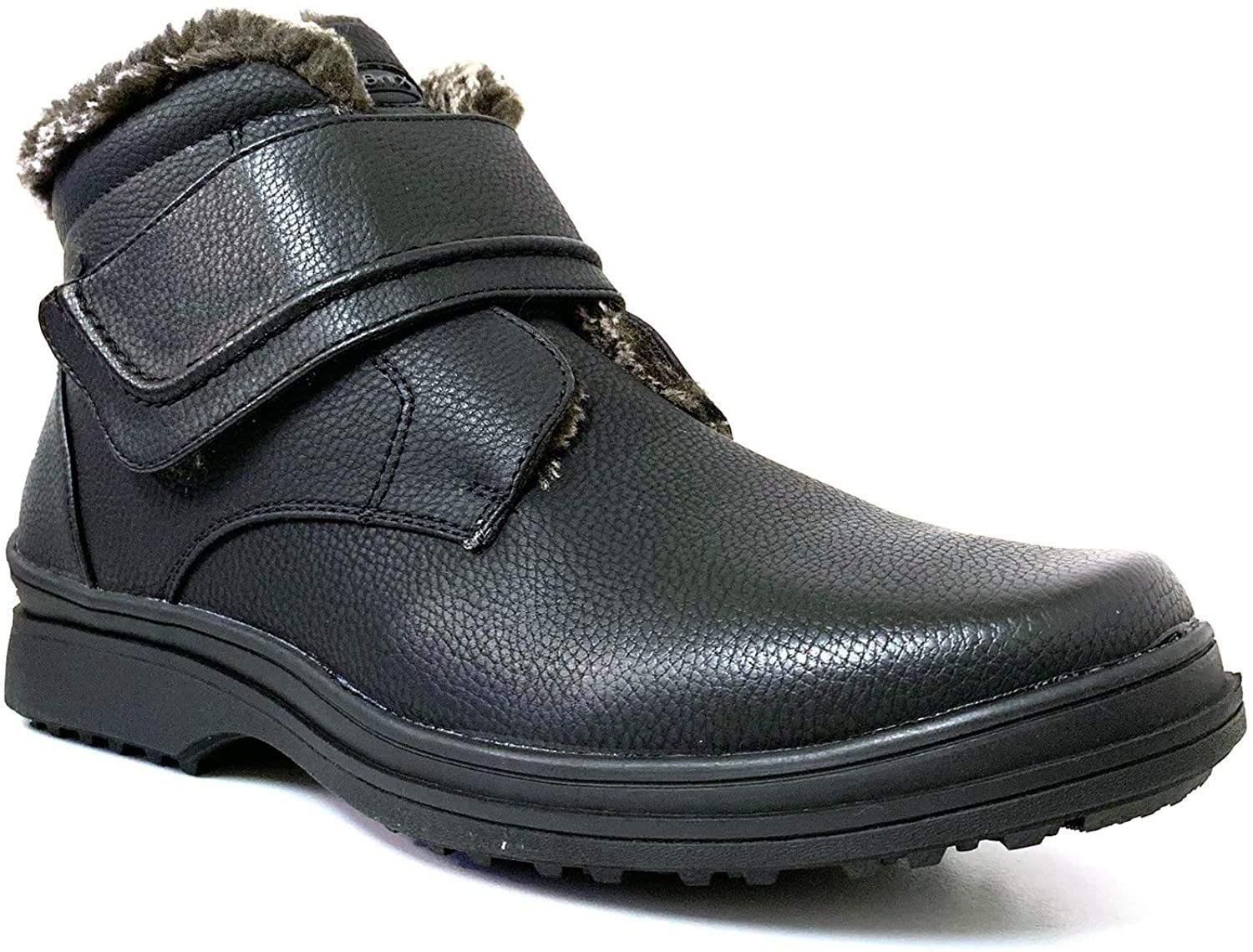 Men s Boots Fur Lined Hook and Loop Warm Winter Ankle Shoes Walmart Business Supplies