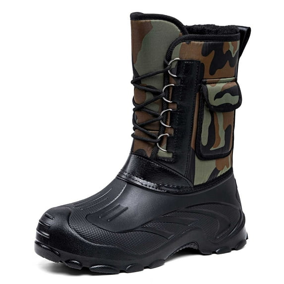 Men's Boots Winter Boots Insulated Mid Calf Outdoor Boots With Sole For Cold Weather