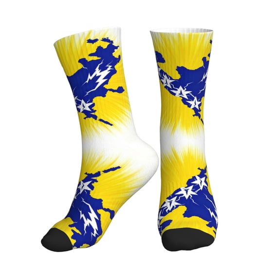 Men's Bosnian Flag Map Novelty Athletic Socks Women's Digital Printing Funky Patterned Crew Socks