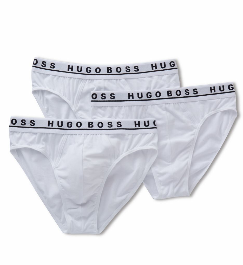 Men's Boss Hugo Boss 0325402 Essential Cotton Stretch Low Rise Briefs - 3  Pack (White XL) 