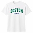 thumbnail image 1 of Men's Boston Letter Graphic T-Shirt, Unisex Classic Fit Cotton Crewneck Tee, 1 of 9