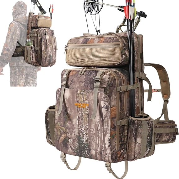 Mens Bow Hunting Backpack 3.0 | Saddle Camo, Compound Bow Holder, Tree & Platform Ready