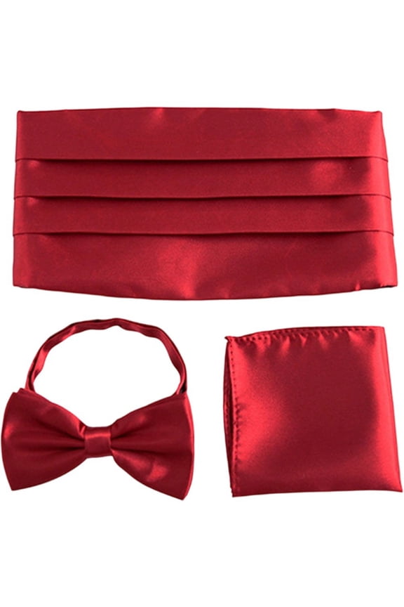 Men's Bow Tie & Cummerbund And Pocket Hankie Set Classic Bow Tie Cummerbunds Tuxedo Handkerchief For Parties Weddings Proms