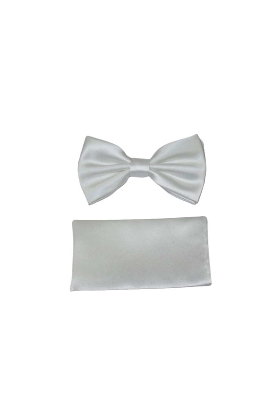 Men's Bow Tie and Hankie by J.Valintin Collection #92493 Solid Satin White
