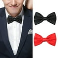 thumbnail image 1 of Men's Bow Ties Solid Colour Bilayer Bowtie For Adults, Teenagers, College Students Perform Or Party Wedding Adjustable Pre-Tied Bow Ties For Men Red And Black 2 Pcs, 1 of 5