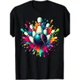 thumbnail image 1 of Men's Bowling Graphic T-Shirt Short Sleeve Breathable Crew Neck Tee, 1 of 6