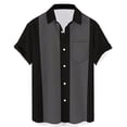 thumbnail image 1 of Men's Bowling Shirt Short Sleeve Button Down Summer Beach Casual Shirts Gray XXL, 1 of 6