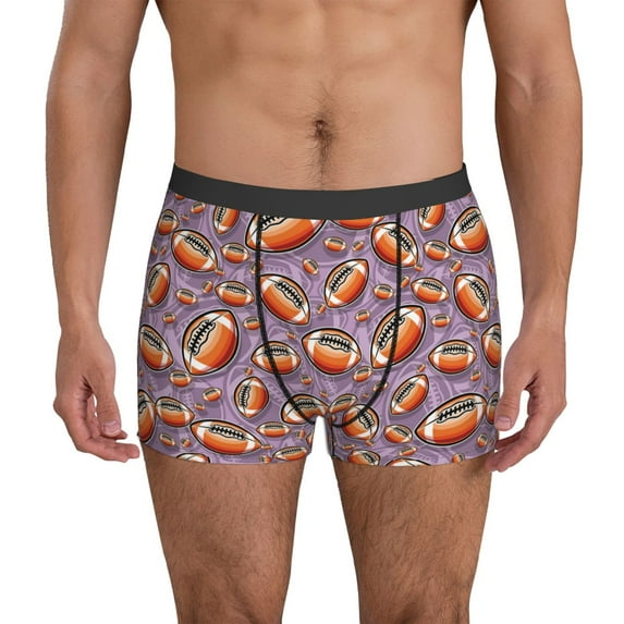 Men's Boxer Briefs, American football Rugby purple Soft Comfy Mens Underwear Boxer Briefs Breathable With Widen Waist
