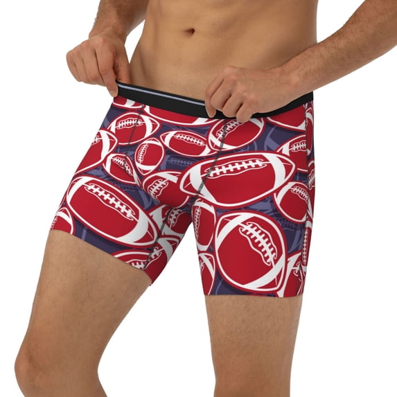 Men's Boxer Briefs, American football Rugby texture Soft and Breathable Mens Underwear Boxer Briefs With Widen Waist