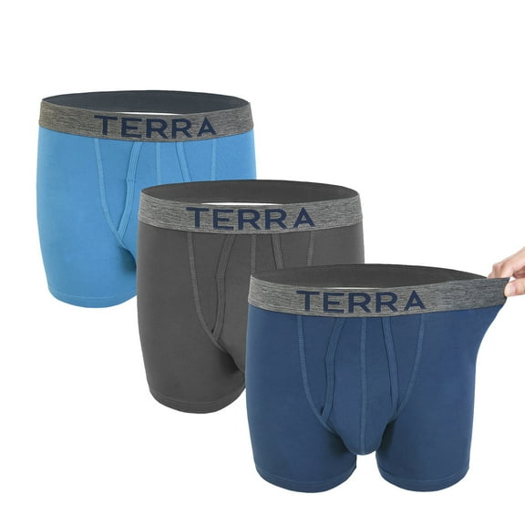 Men's Boxer Briefs Assorted Mens Underwear with Cotton Classic Stretch , 3-Pack by Terra