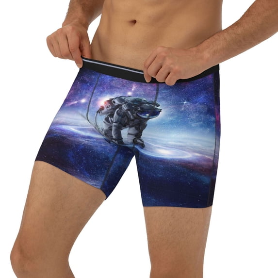 Men's Boxer Briefs, Astronauts Start Running Soft and Breathable Mens Underwear Boxer Briefs With Widen Waist
