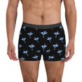 thumbnail image 1 of Men's Boxer Briefs, Blue Purple Hummingbird Print Soft Comfy Mens Underwear Boxer Briefs Breathable With Widen Waist, 1 of 7