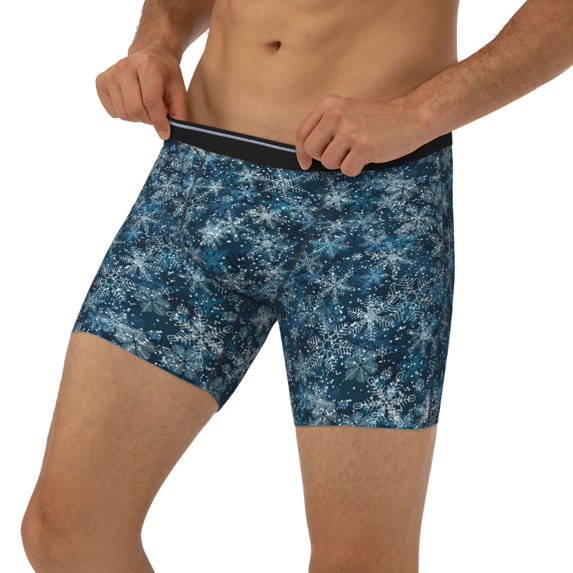 Men's Boxer Briefs, Blue and White Gradient Snowflake Soft and Breathable Mens Underwear Boxer Briefs With Widen Waist