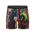thumbnail image 1 of Men's Boxer Briefs Breathable Long Leg Underwear Shorts, Guitar Music Graffiti Street Wall Art, 1 of 6