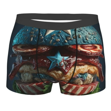 Men's Boxer Briefs,Captain América Burger Boxer Briefs,Soft and Breathable Polyester Underwear with ComfortFlex Waistband,XL