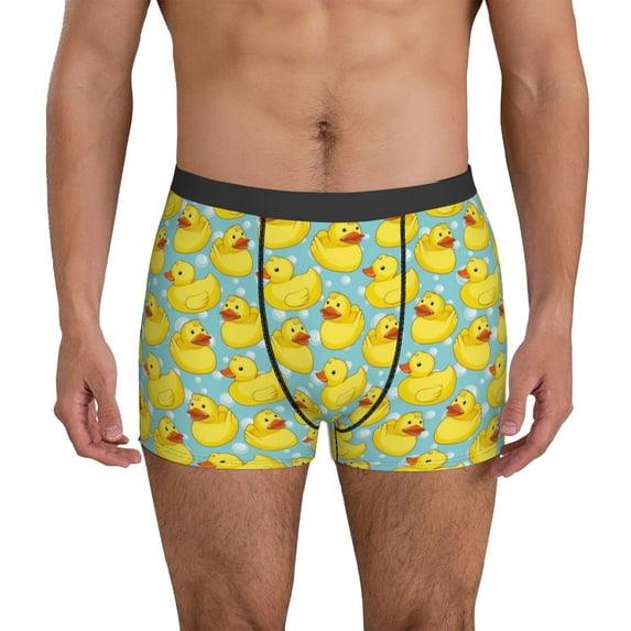 Men's Boxer Briefs, Cartoon Funny Cute Duck Bubble Soft Comfy Mens Underwear Boxer Briefs Breathable With Widen Waist