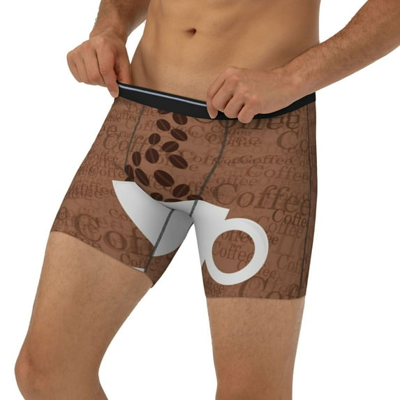 Men's Boxer Briefs, Coffee Cafe Cup Soft and Breathable Mens Underwear Boxer Briefs With Widen Waist