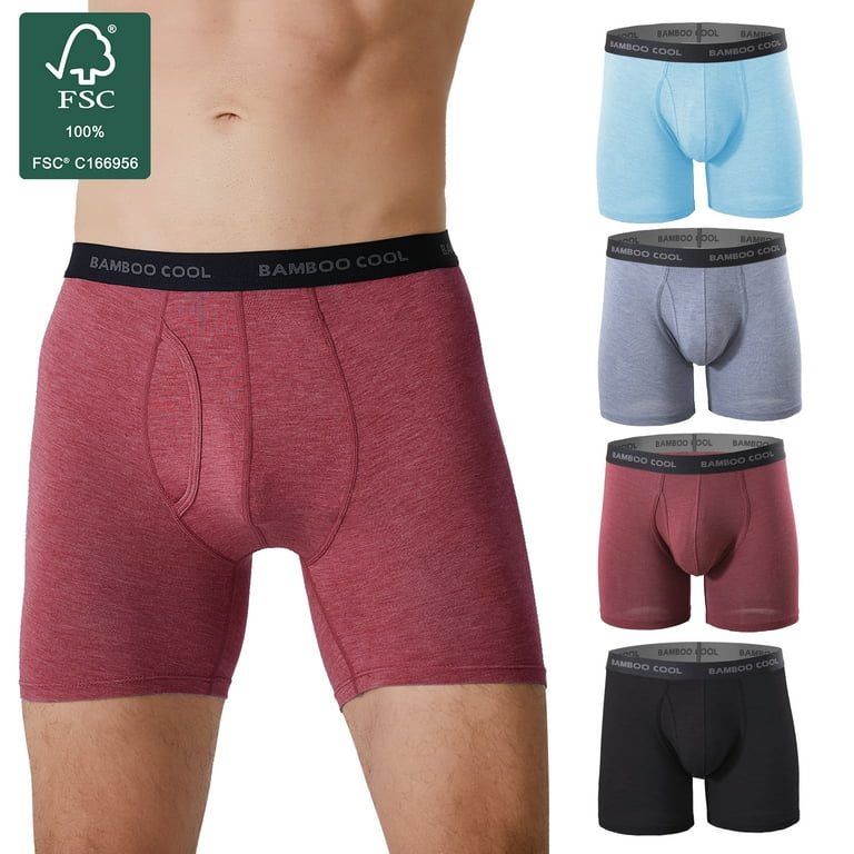 Men's Boxer Briefs,Comfortable Bamboo Viscose Underwear,Moisture Wicking  and Breathable,4 Pack,M-XXL 