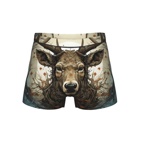 Men's Boxer Briefs Comfortable Breathable Underwear, Deer Antler Whitetail