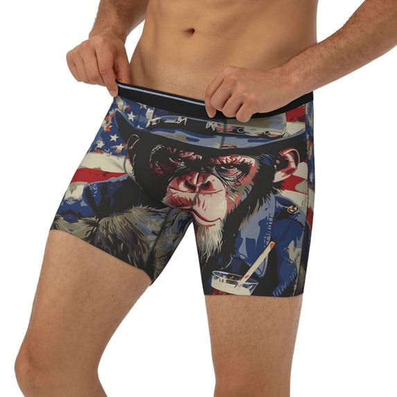 Men's Boxer Briefs, Cool Chimp with Drink Soft and Breathable Mens Underwear Boxer Briefs With Widen Waist