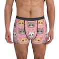 thumbnail image 1 of Men's Boxer Briefs, Cute Cartoon Cat Face Pink Soft Comfy Mens Underwear Boxer Briefs Breathable With Widen Waist, 1 of 7