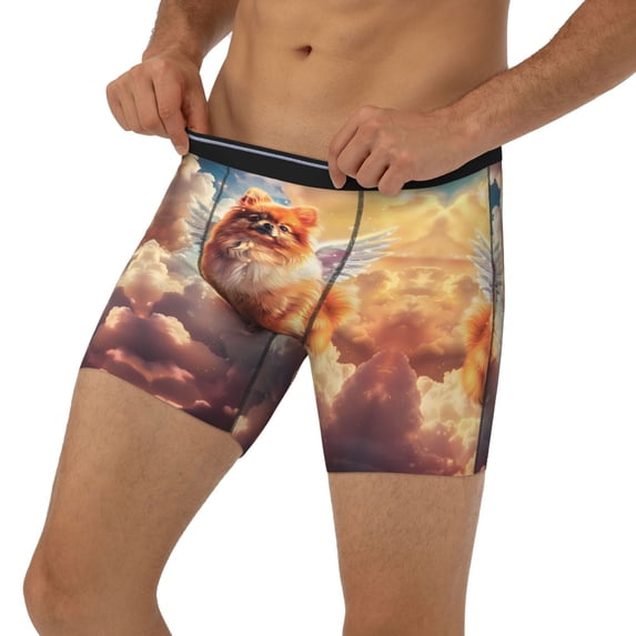 Men's Boxer Briefs, Cute Cloud Pomeranian Soft and Breathable Mens Underwear Boxer Briefs With Widen Waist