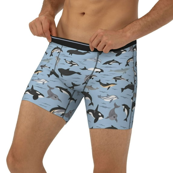 Men's Boxer Briefs, Dolphins Soft and Breathable Mens Underwear Boxer Briefs With Widen Waist