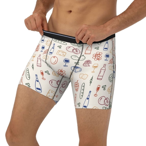 Men's Boxer Briefs, Doodle Wine Soft and Breathable Mens Underwear Boxer Briefs With Widen Waist