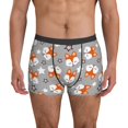 thumbnail image 1 of Men's Boxer Briefs, Fox Stars Printed Gray Soft Comfy Mens Underwear Boxer Briefs Breathable With Widen Waist, 1 of 7