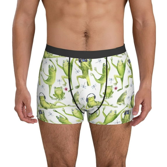 Men's Boxer Briefs, Funny Frogs dancing camera cute Soft Comfy Mens Underwear Boxer Briefs Breathable With Widen Waist