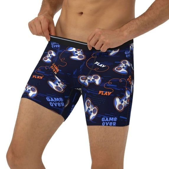 Men's Boxer Briefs, Game Pads Soft and Breathable Mens Underwear Boxer Briefs With Widen Waist