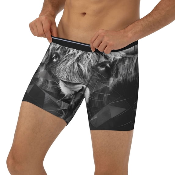 Men's Boxer Briefs, Geometric Bull Design Soft and Breathable Mens Underwear Boxer Briefs With Widen Waist