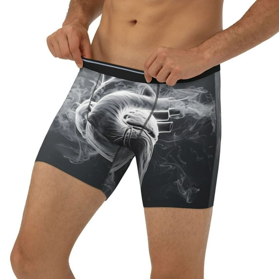 Men's Boxer Briefs, Heart Illustration Soft and Breathable Mens Underwear Boxer Briefs With Widen Waist