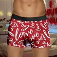 thumbnail image 1 of Men's Boxer Briefs Heart Print Fashion Stretch Ventilate Cotton Underwear Elastic Waistband Soft Comfortable Trunks Red L, 1 of 5