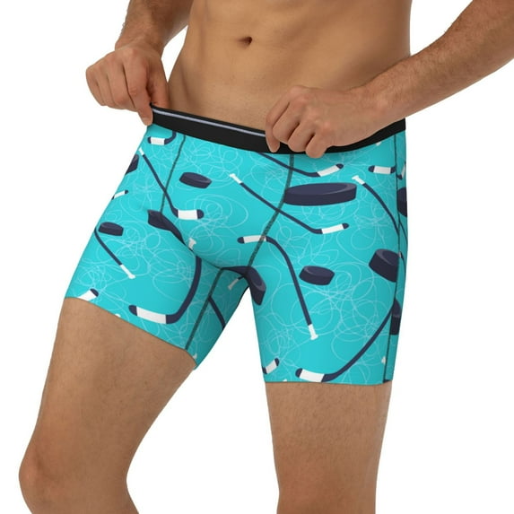 Men's Boxer Briefs, Hockey stick blue cute Soft and Breathable Mens Underwear Boxer Briefs With Widen Waist