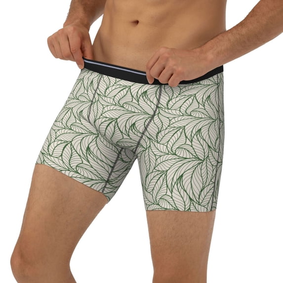 Men's Boxer Briefs, Leaves Soft and Breathable Mens Underwear Boxer Briefs With Widen Waist