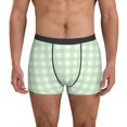 thumbnail image 1 of Men's Boxer Briefs, Light green plaids Checkered Soft Comfy Mens Underwear Boxer Briefs Breathable With Widen Waist, 1 of 7